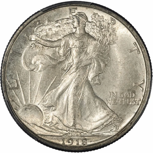 1918 50C PCGS MS64+ CAC Walking Liberty Silver Half Dollar 56957353