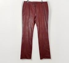 Vintage Parrish Women  s Red Leather Pants Size Large Boot Cut size 12 