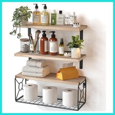 Amada Bathroom Shelves Over Toilet with Storage Basket, Floating Wall Shelf f...