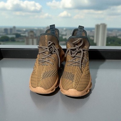 Unbranded Knit Blade Sneakers Men's Tan Brown Sculpted Sole Streetwear Size 8