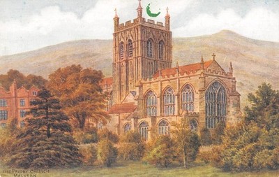 POSTKARTE - WORCESTERSHIRE - MALVERN - THE PRIORY ABBEY - A R QUINTON - UNBESPIELT