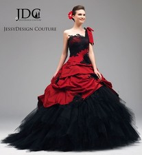 Duchesses wedding dress wedding dress burgundy red black 32-60 one shoulder N. Measurement
