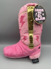 FAO Schwarz Rock  Glam Pink Boot Plush Lightning Bolt NWT Soft Loud Legendary