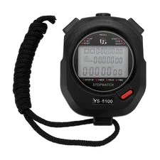 Professional Sport Stopwatch Timer 100 Lap Memory 0.01 Second Timing Black