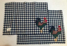 Rooster Placemats Hand Loomed Checkered Farmcore Country Park Imports & Design