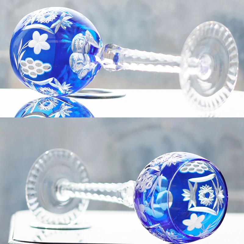 Juego de 6 vasos de cristal de color corte a mano copa de vino de agua Boho para boda Foto 3 de 4