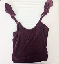 VICTORIA'S SECRET Velvet Cami Top Ruffle Shoulder Velour PJs Camisole Size S