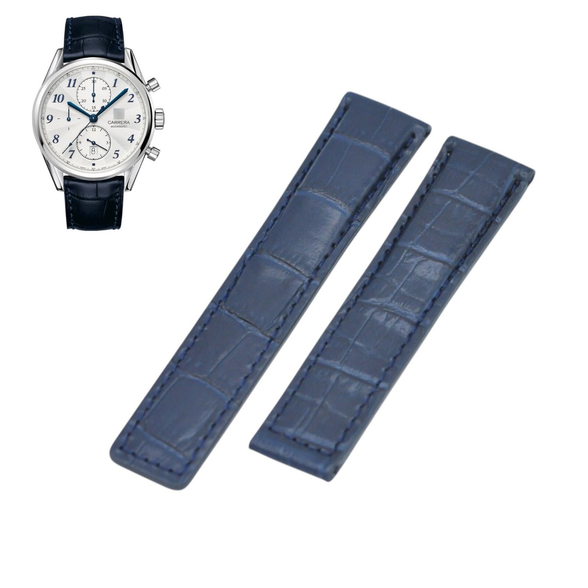 20mm Blue Leather Watch Strap For Tag Heuer CAS2111 FC6292 | eBay