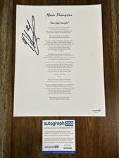 Noah Thompson Country Singer Signed Autograph ‘One Day Tonight’ Lyric Sheet ACOA