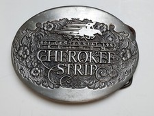 Cherokee Strip Centennial 1993 Genuine Pewter Belt Buckle Made In USA
