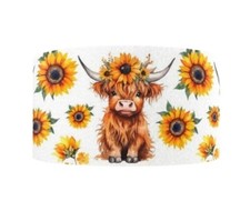 1.5" 1 yard Highland Cow sunflower summer Printed Grosgrain Ribbon 1277606