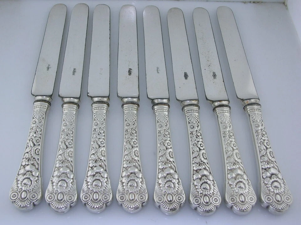 8 cuchillos GORHAM 8 1/2" CLUNY 1880 de plata de ley raros Foto 2 de 4