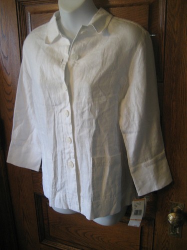 New $99 EASY SPIRIT White Machine Washable 100% Linen JACKET, NWT, S - Picture 3 of 7