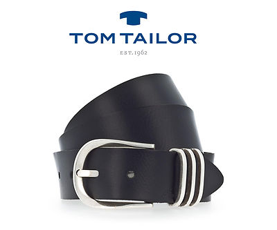 TOM TAILOR Damen Gürtel Damengürtel Ledergürtel Schwarz Belt 35mm TW1048L03