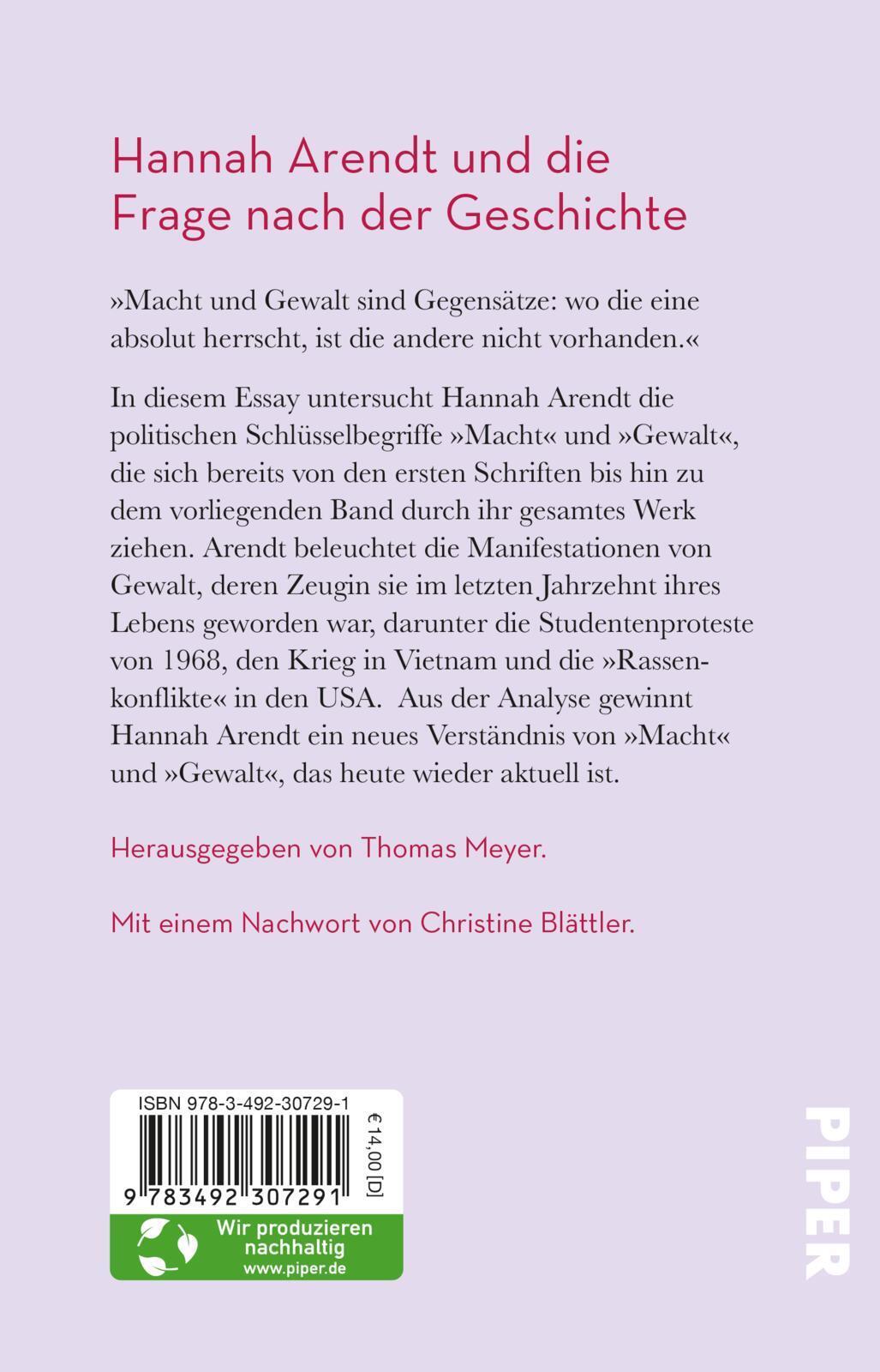 Thumbnail - Hannah Arendt; Gisela Uellenberg / Macht Und Gewalt