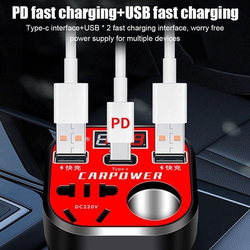 Car Mounted Cup Type Inverter Converter QC Charger, Power Converter\- Car J4S1 - Zdjęcie 9 z 14