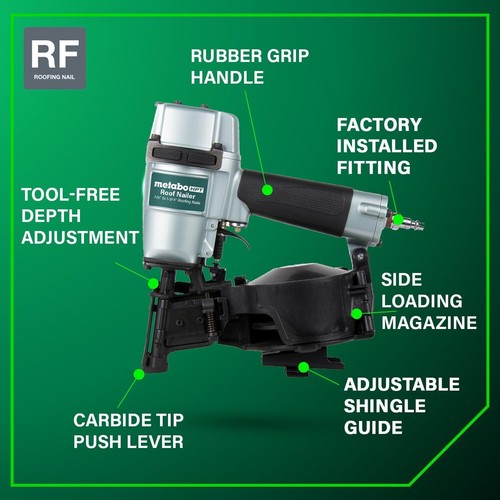 Roofing Nailer Pro-preferred Pneumatic Power Nailers in Roofing Tool NV45AB2 - Picture 6 of 13