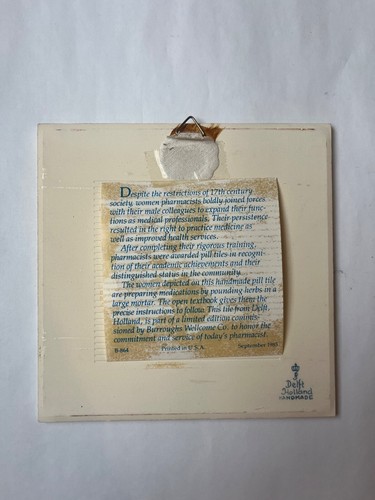 Delft Blue Pharmacy Ceramic Tile - Free Shipping! - Picture 3 of 3