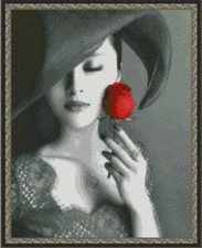 DIY Bead Embroidery Kit Needlepoint Beading Beadwork girl with a rose