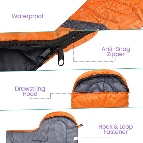 4 Season Sleeping Bag Single Waterproof Outdoor Camping Hiking Envelope Zip Bags - Picture 28 of 56