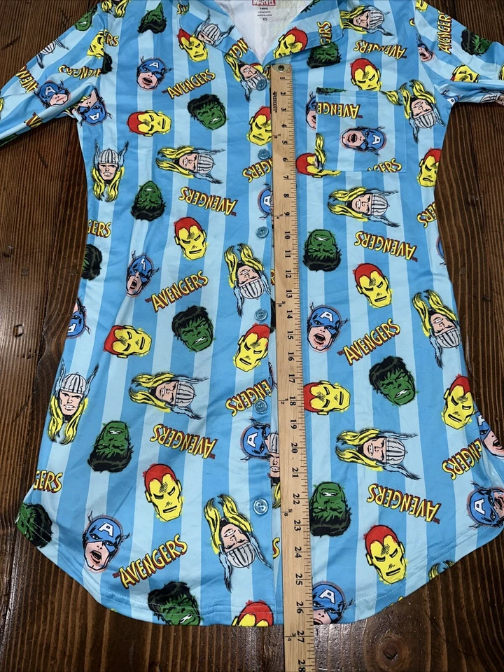 Camisa pijama noite sono Marvel Avenger’s adulto XS - azul bebê - Imagem 3 de 4