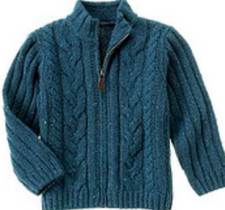 NEW Gymboree BOYS Size 4 Blue FULL ZIPPER Cardigan SWEATER - NIGHT FOREST