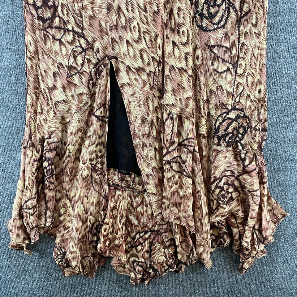 Saia Lola P tamanho L marrom floral puxar fenda assimétrica anos 90 fada grunge Y2K - Imagem 3 de 4