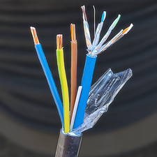 30m  EV Cable Black  6mm² 3 Core Trident Power Plus 6 CAT6 (Ultra Cat5e)