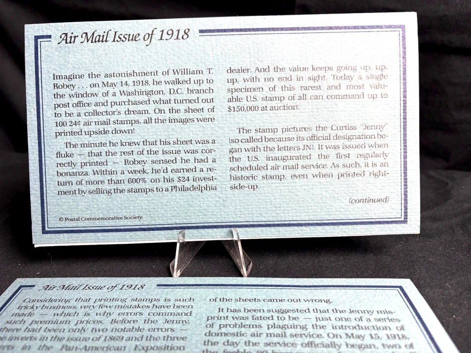 1918 Air Mail Issue 24c Inverted Jenny First Day Of Issue 22k Gold Stamp Replica - Image 4 of 4