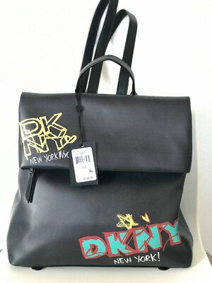 NWT Dkny Tilly Graffiti Fold Over Backpack Tote Purse MSRP $168 DKNY Tilly Fold Over Backpack Graffiti Logo | Mercari main image 4