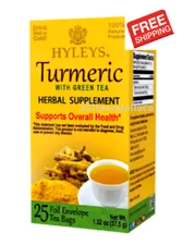 Hyleys Turmeric tea with 25 Green tea bags Supports Overall Health