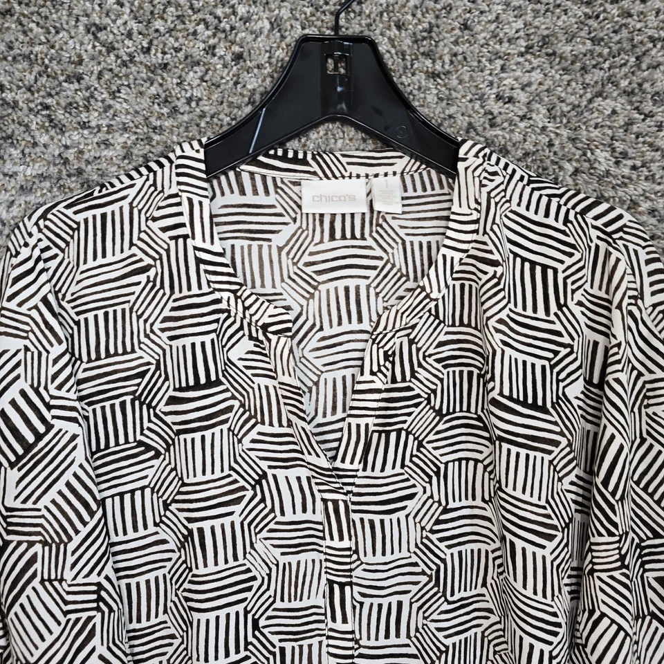 Blusa Chicos Top Mujer 1 EE. UU. Mediana Marrón Estampada Transparente Cuello Dividido Damas Foto 4 de 4