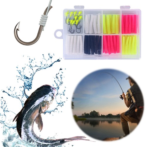 fr Kit d\'équipement de pêche à la truite, avec hameçons à tête plombée, vers à - Photo 2/12