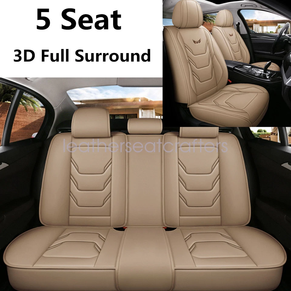 For TOYOTA Car Covers Microfiber Leather Protector Cushion 5-Seat Beige Foto 2 de 4