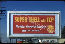 Shell Gas Station Billboard Sign 35mm Slide 1950s Kodachrome California