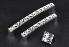 MFYS Dresser Crystal Drawer Pulls Kitchen Cabinet Glass Handle Knob Pull