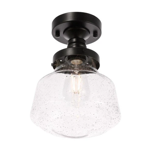 Living District Lyle 1-Light Metal & Glass Flush Mount in Black/Clear - Picture 7 of 11
