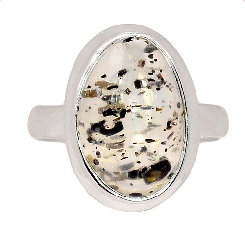 Natural Hematite In Quartz - Brazil 925 Sterling Silver Ring Jewelry s.8 CR62167
