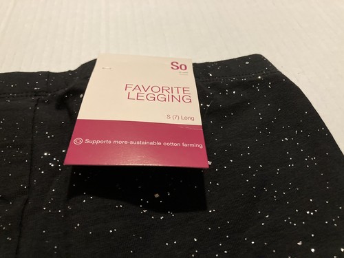 NWT So Favorite Legging S 7 Long Hotmelt Black Glitter All Over stretch SR$16 - Picture 5 of 7