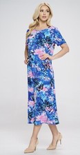JOSTAR LONG DRESS Poly Spandex SLINKY Knit TRAVEL Purple Pink S M L XL 2X 3X