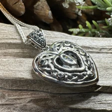 Celtic Heart Necklace Gemstone Love Keith Jack 925 W/FREE CHAIN