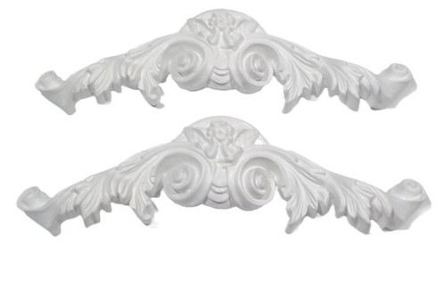 Cherubim Decorative Onlay Applique Trim Molding White 21.5" W x 6" H Read Desc. - Picture 4 of 7