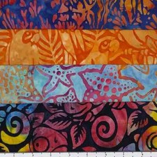 Lot of 4 1 Yard Cuts 100 Cotton Quilting Batik Fabric Rainbow Life 567
