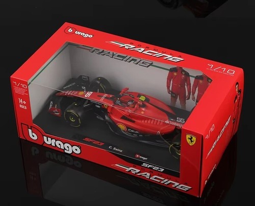 BBurago F1 Ferrari SF-23 Carlos Sainz Junior Diecast Car & Driver Model 1:18 - Picture 2 of 5