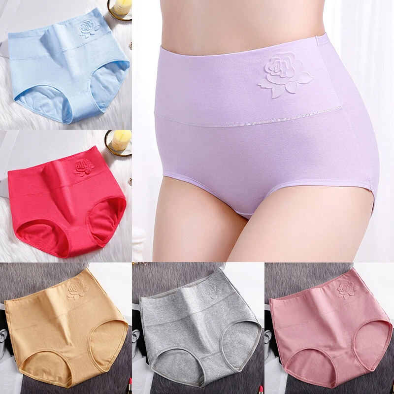 Women Soft Cotton Panties Lingerie High Waist Seamless Briefs Underwear  Knickers