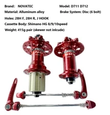 New Novatc D711 D712 28H MTB Hub 6 bolt Disc for8 9 10s SHIMANO ultra light 415g