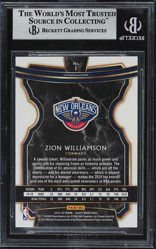 2019 Select Concourse Zion Williamson #1 Rookie RC Card - BGS 9 Mint - Bild 2 von 2