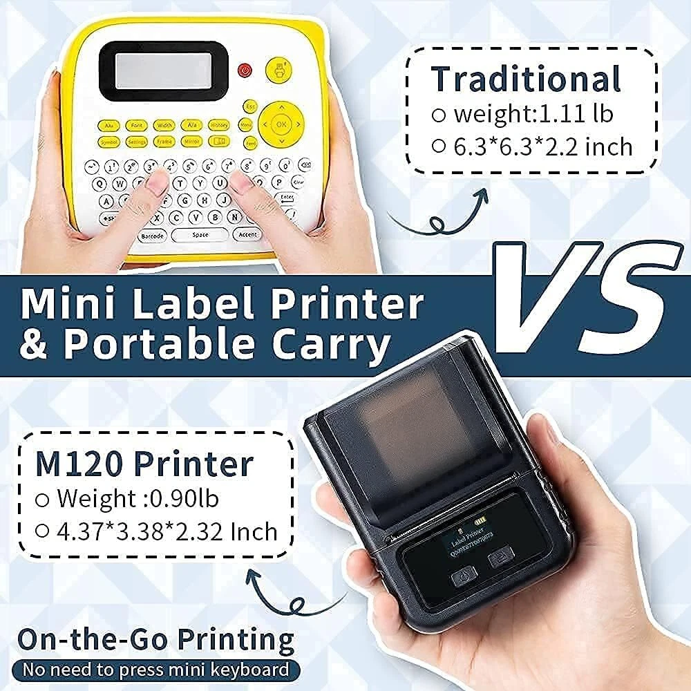 Bluetooth Label Printer M120 Portable Barcode Maker for Home Office Bluetooth Label Printer M120 Portable Barcode Maker for Home Office