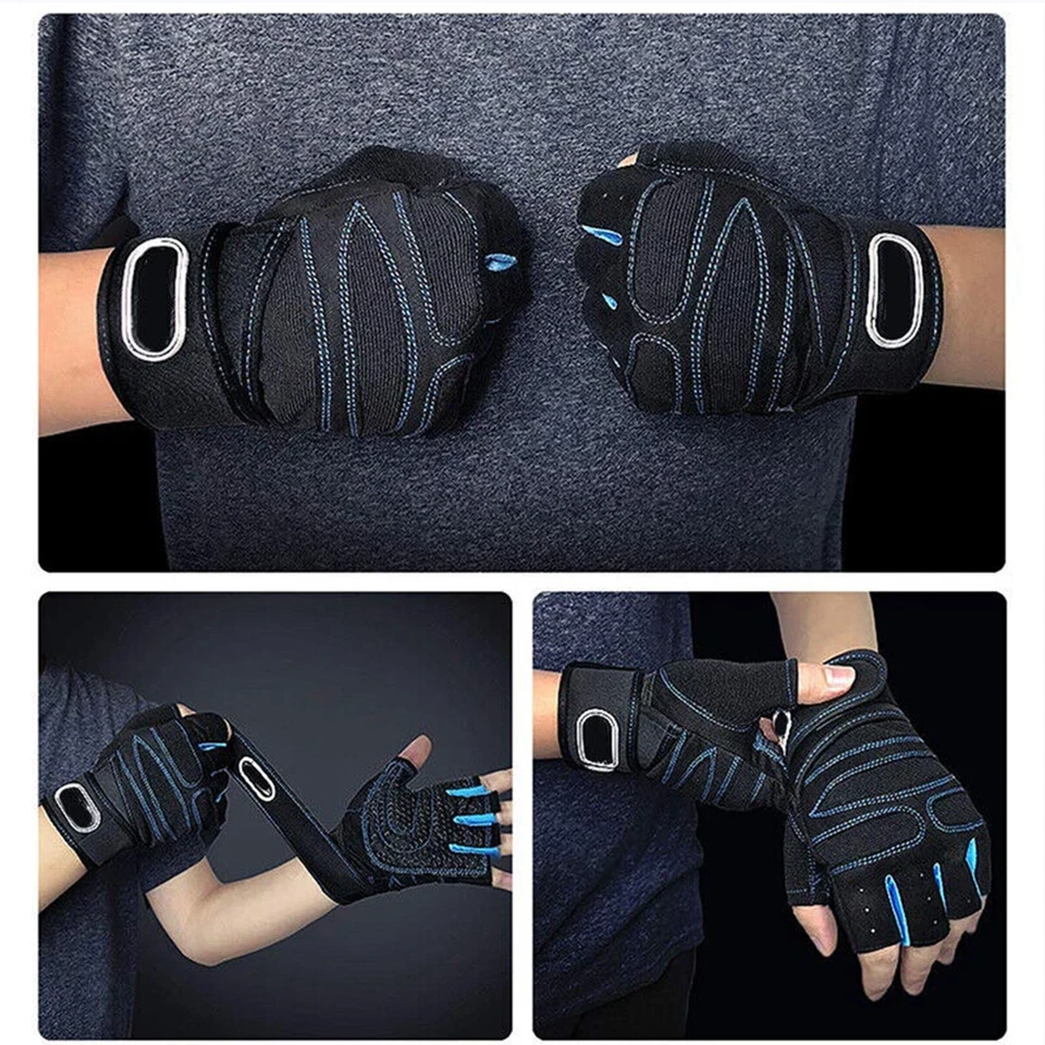 Guantes de fitness levantamiento de pesas gimnasio entrenamiento muñeca envoltura correa hombres mujeres EE. UU. Foto 2 de 4