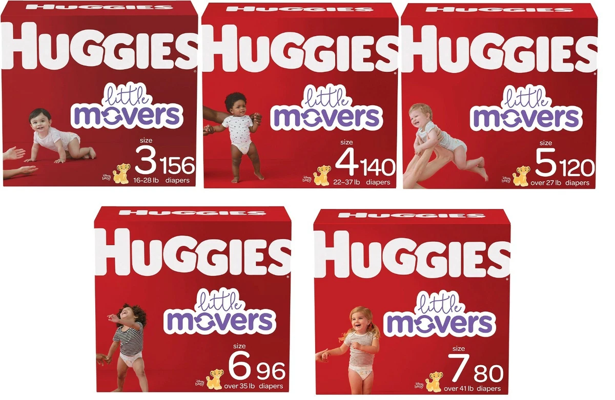 Huggies Little Movers Disposable Baby Diapers, Size 3, 4, 5, 6, 7 ✓